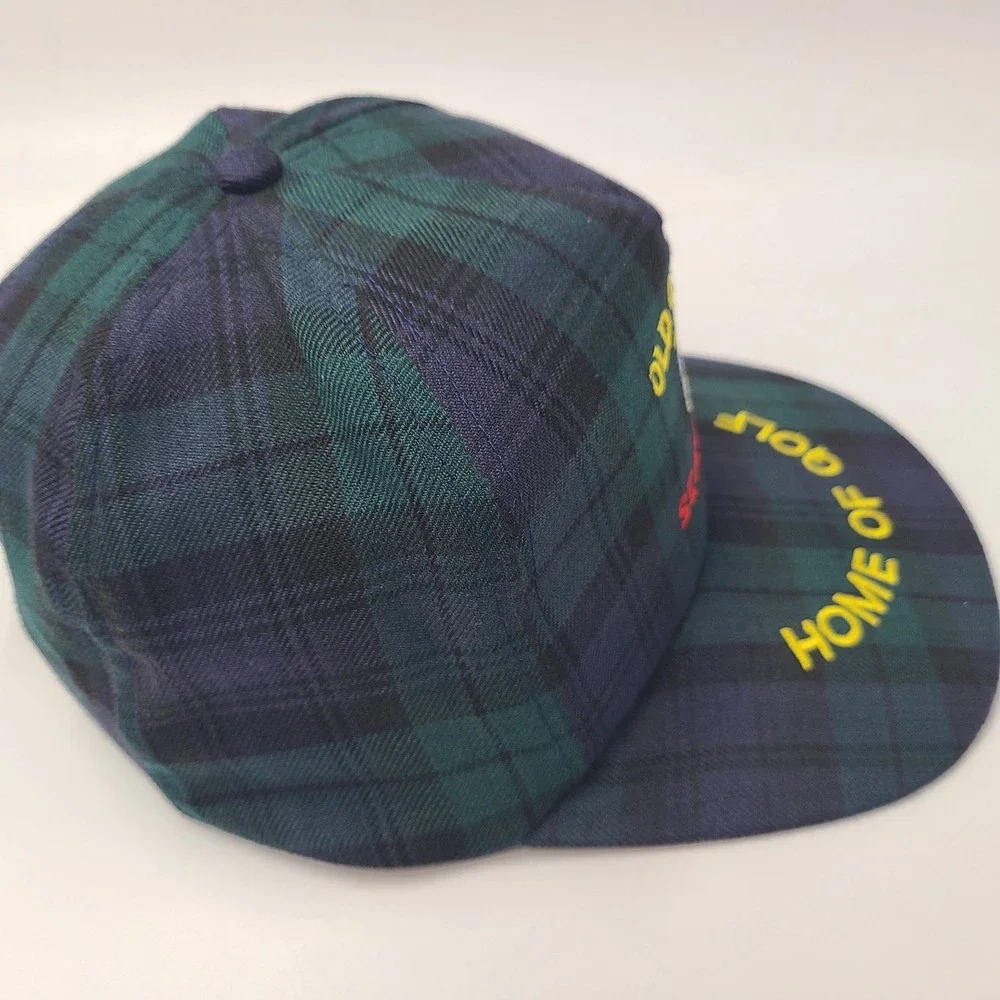 Vintage Old Course St Andrews Hat Snapback Blue Green Plaid Golf Scotland Men